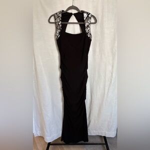 Vintage Cache Black Dress with Silver Sequin Back Detail - Women's Evening Dress